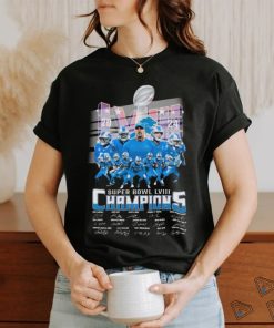 Official Detroit Lions Super Bowl LVIII 2024 Champions Signatures T Shirt