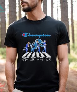 Official Detroit lions 2024 champion abbey road signatures shirt