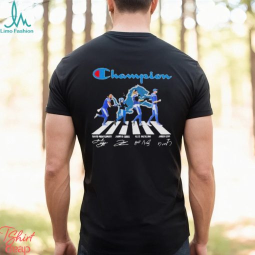 Official Detroit lions 2024 champion abbey road signatures shirt