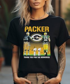 Official Green Bay Packers Bart Starr And Aaron Rodgers Thank You For The Memories Signatures Shirt