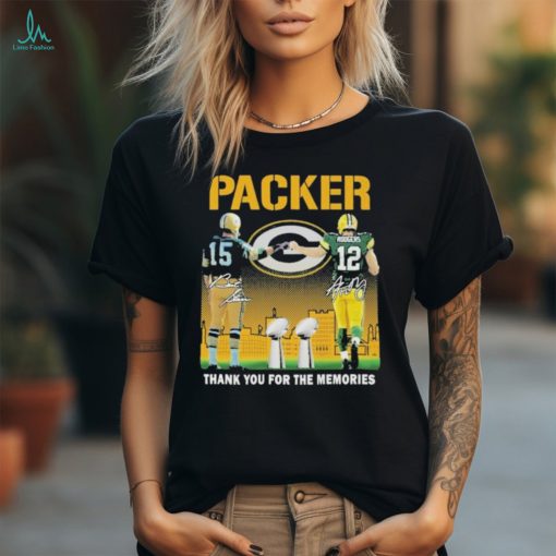 Official Green Bay Packers Bart Starr And Aaron Rodgers Thank You For The Memories Signatures Shirt