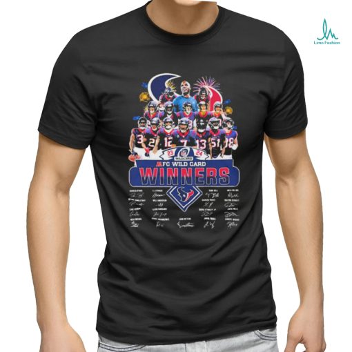 Official Houston Texans Team 2023 2024 AFC Wild Card Winner Signatures Shirt