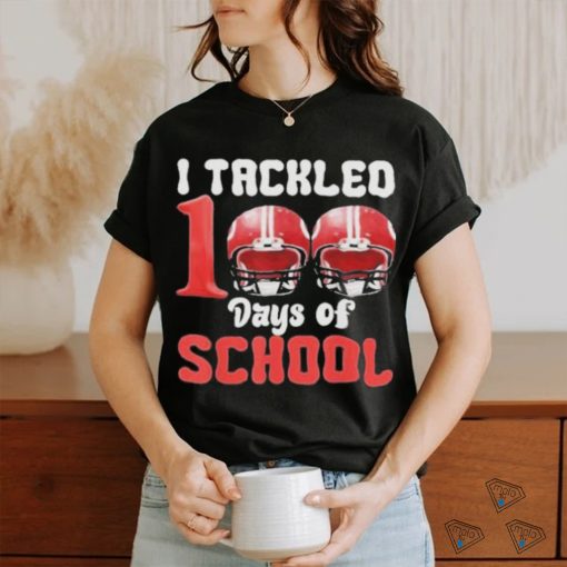 Official I tackled 100 days of school Football 100th day boys kids T shirt