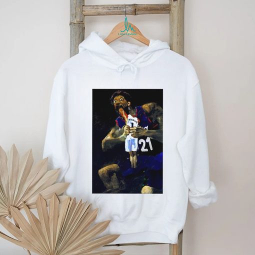 Official Joel Embiid devours Victor Wembanyama San Antonio Spurs oil paint shirt