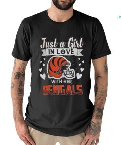 Official Just A Girl In Love With Her Cincinnati Bengals Helmet Shirt