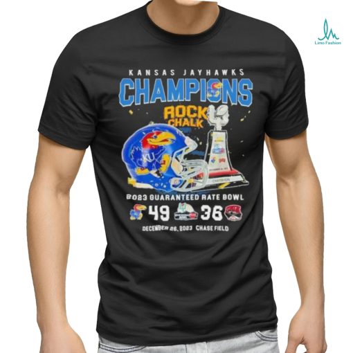 Official Kansas Jayhawks Champions Rock Chalk 2023 Guaranteed Rate Bowl 49 36 Shirt