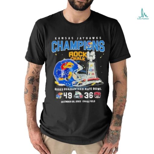 Official Kansas Jayhawks Champions Rock Chalk 2023 Guaranteed Rate Bowl 49 36 Shirt