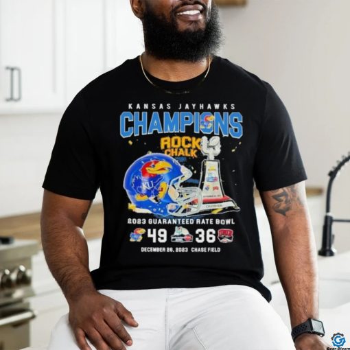 Official Kansas Jayhawks Champions Rock Chalk 2023 Guaranteed Rate Bowl 49 36 Shirt