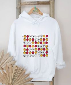 Official Karma Is The Guy On The Chiefs Shirt Kansas City Chiefs Shirt Go Taylors Boyfriend Sweatshirt Red Football Jersey Tee Kelce Swift Shirt