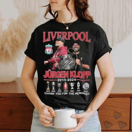 Official Liverpool Jurgen Klopp 2015 – 2024 Signature Thank You For The Memories T Shirt