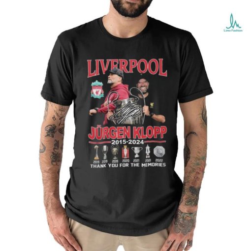 Official Liverpool Jurgen Klopp 2015 – 2024 Signature Thank You For The Memories T Shirt