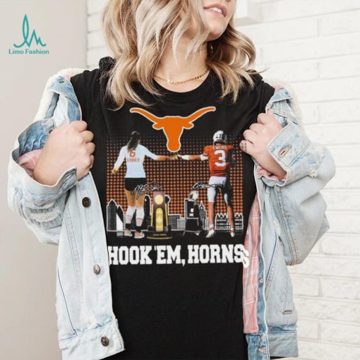 Official Madisen Skinner And Quinn Ewers Texas Hook ‘Em, Horns Signatures Shirt