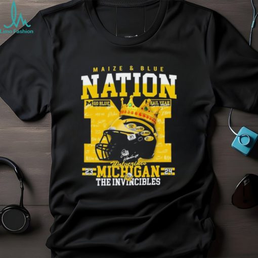 Official Maize & Blue Nation 2023 2024 Michigan Wolverines The Invincibles Signatures Shirt