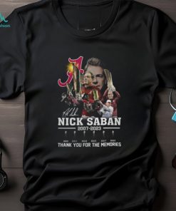 Official Merchandise Alabama Crimson Tide Nick Saban 2007 – 2023 Thank You For The Memories T Shirt
