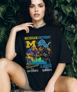 Official Michigan Wolverines On Saturday Detroit Lions On Sunday Mascots 2024Shirt