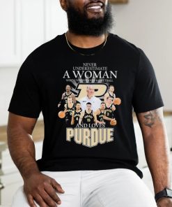 Official Never Underestimate A Woman Who Understands Basketball And Loves Purdue Men’s Basketball 2023 2024 Signatures Shirt