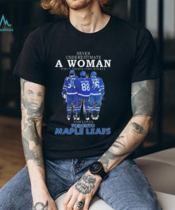 Official Never Underestimate A Woman Who Understands Hockey And Loves Toronto Maple Leafs 2024 Signatures Shirt