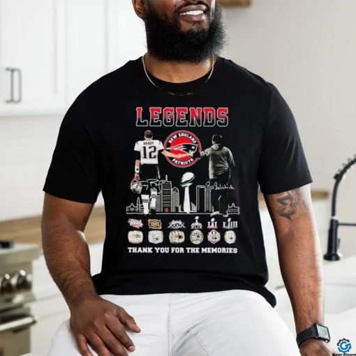 Official New England Patriots Legends Tom Brady And Bill Belichick Thank You For The Memories Signatures Shirt