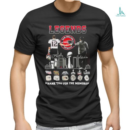 Official New England Patriots Legends Tom Brady And Bill Belichick Thank You For The Memories Signatures Shirt
