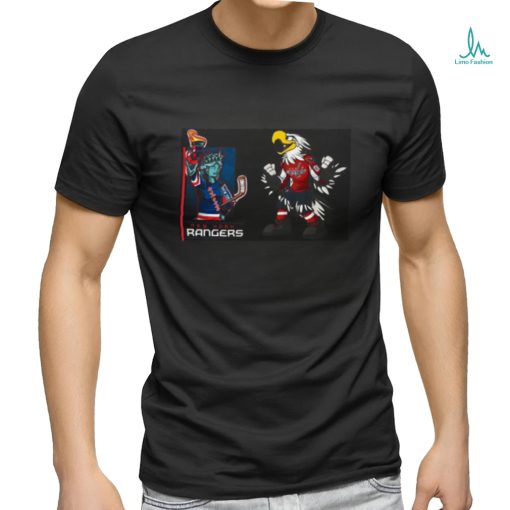 Official New York Rangers VS Washington Capitals NHL 2024 mascot cartoon hockey shirt