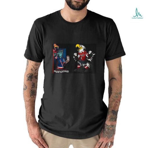 Official New York Rangers VS Washington Capitals NHL 2024 mascot cartoon hockey shirt