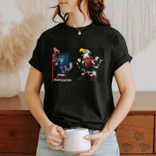 Official New York Rangers VS Washington Capitals NHL 2024 mascot cartoon hockey shirt