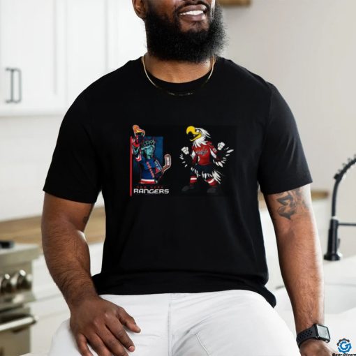 Official New York Rangers VS Washington Capitals NHL 2024 mascot cartoon hockey shirt