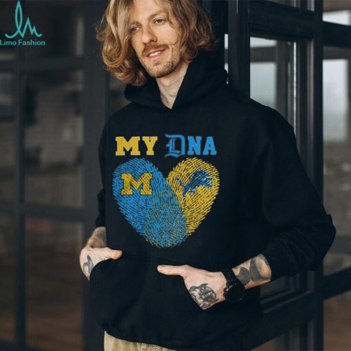 Official Official Sports My DNA Detroit Lions And Michigan Wolverines Shirts