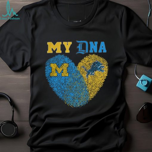 Official Official Sports My DNA Detroit Lions And Michigan Wolverines Shirts