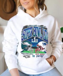 Official Philadelphia Eagles Vs New England Patriots Super Bowl Lvii Helmet Shirt