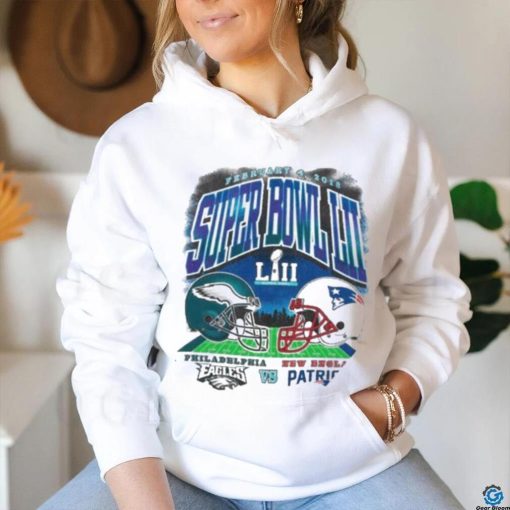 Official Philadelphia Eagles Vs New England Patriots Super Bowl Lvii Helmet Shirt