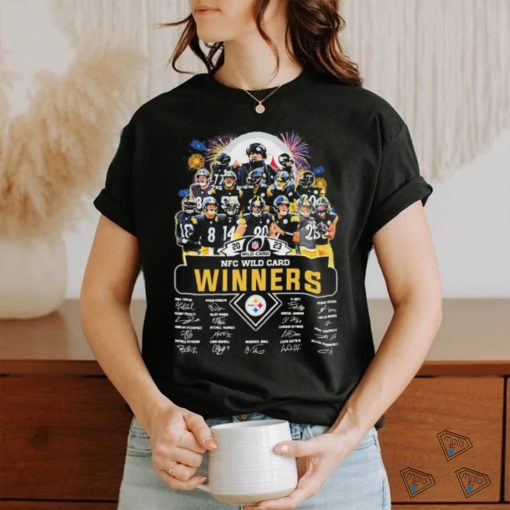 Official Pittsburgh Steelers Team 2023 2024 NFC Wild Card Winners Signatures Shirt