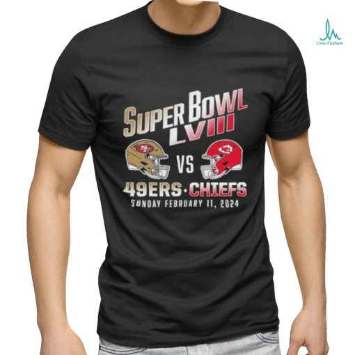 Official San Francisco 49Ers vs. Kansas City Chiefs Super Bowl LVIII 2024 Helmet Shirt