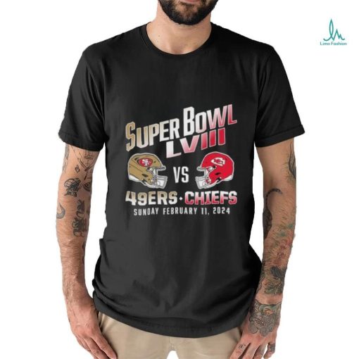 Official San Francisco 49Ers vs. Kansas City Chiefs Super Bowl LVIII 2024 Helmet Shirt