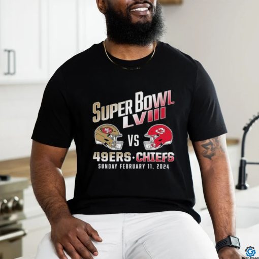 Official San Francisco 49Ers vs. Kansas City Chiefs Super Bowl LVIII 2024 Helmet Shirt