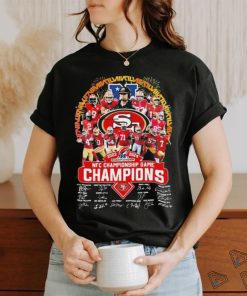 Official San Francisco 49ers 2023 2024 NFC Championship Game Champions Signatures shirt