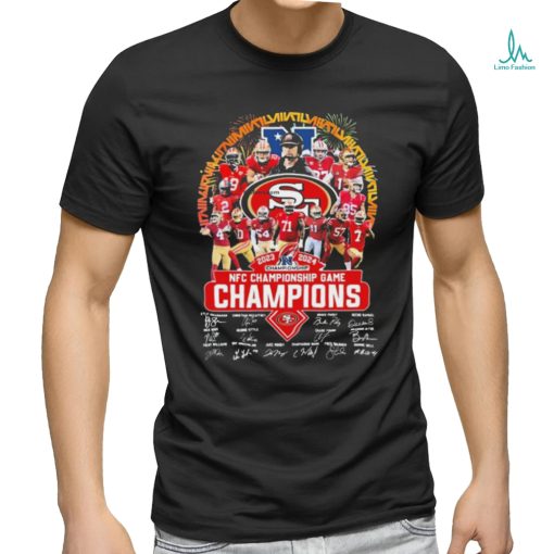 Official San Francisco 49ers 2023 2024 NFC Championship Game Champions Signatures shirt