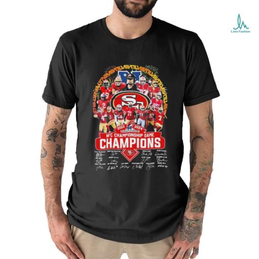 Official San Francisco 49ers 2023 2024 NFC Championship Game Champions Signatures shirt