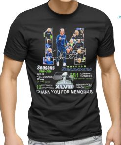 Official Seattle Seahawks Coach Pete Carroll 14 Seasons 2010 – 2024 Thank You For The Memories Shirt