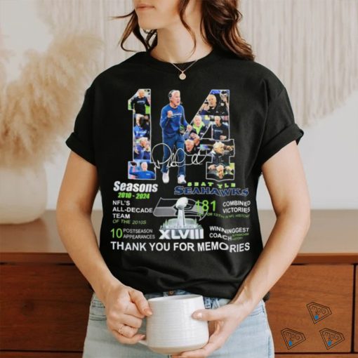 Official Seattle Seahawks Coach Pete Carroll 14 Seasons 2010 – 2024 Thank You For The Memories Shirt