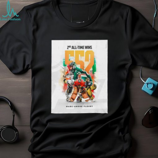 Official Second All Time Wins 552 Matchs What An Accomplishment For Marc Andre Fleury Tshirt