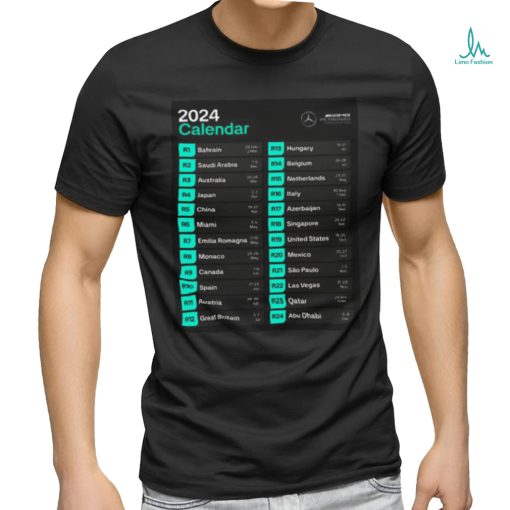 Official The longest F1 calendar ever schedule 2024 race car shirt