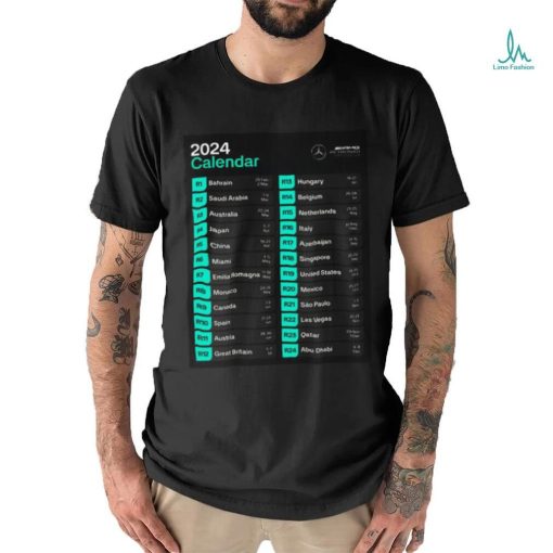 Official The longest F1 calendar ever schedule 2024 race car shirt