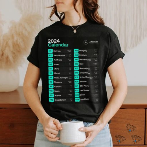 Official The longest F1 calendar ever schedule 2024 race car shirt