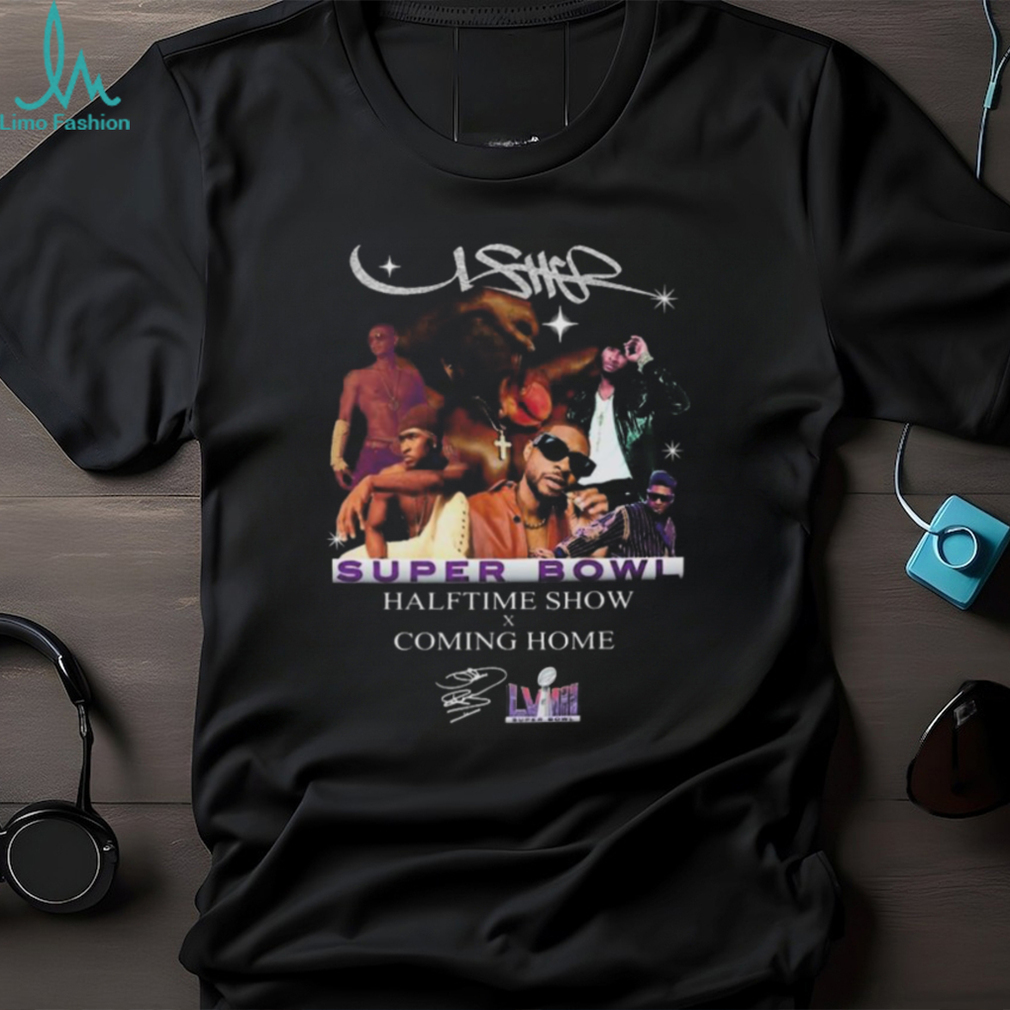 Official Usher Super Bowl Halftime Show Coming Home Signature T shirt Official Usher Super Bowl Halftime Show Coming Home Signature T shirt