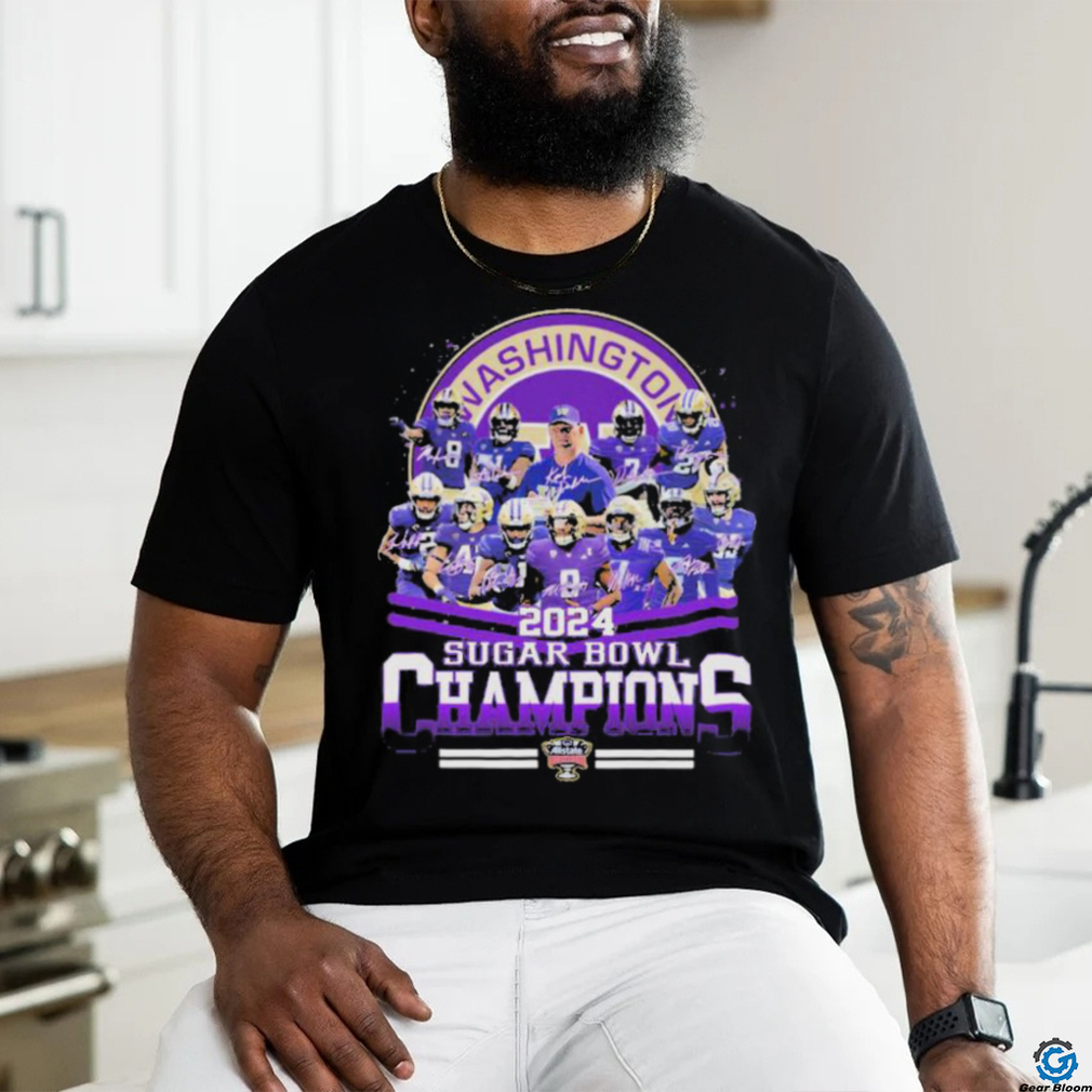 Official Washington Football 2023 Sugar Bowl Champions Signatures Shirt Official Washington Football 2023 Sugar Bowl Champions Signatures Shirt