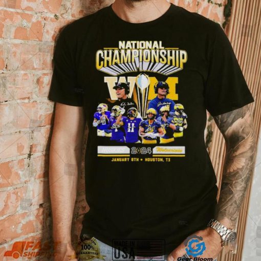 Official Washington Huskies vs Michigan Football 2024 National Championship Houston, Tx Signatures Shirt