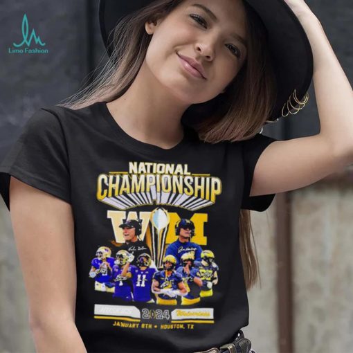 Official Washington Huskies vs Michigan Football 2024 National Championship Houston, Tx Signatures Shirt