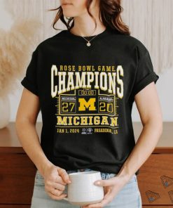 Official branded College Football Playoff 2024 Michigan Wolverines Rose Bowl Champions Score T Shirt