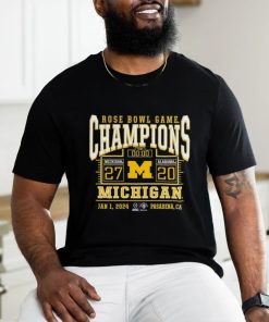 Official branded College Football Playoff 2024 Michigan Wolverines Rose Bowl Champions Score T Shirt